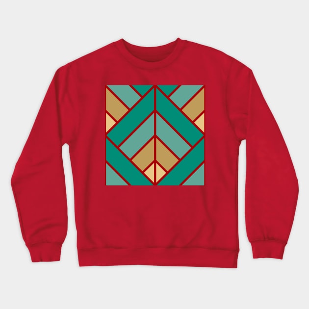 Geometric Pattern: Art Deco Diamond: Turquoise Crewneck Sweatshirt by Red Wolf